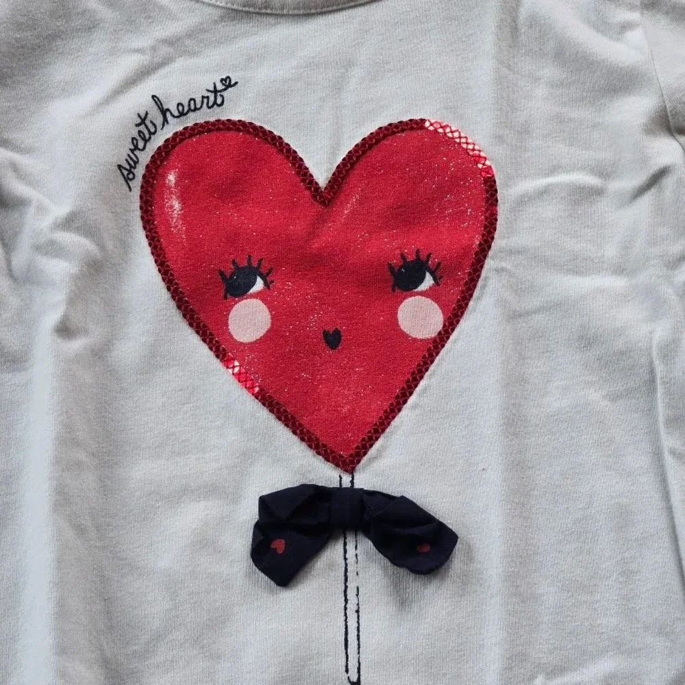 Gymboree Heart Outfit Set‎ Kids Size 12 White Pink Red Sequin Heartcore Coquette